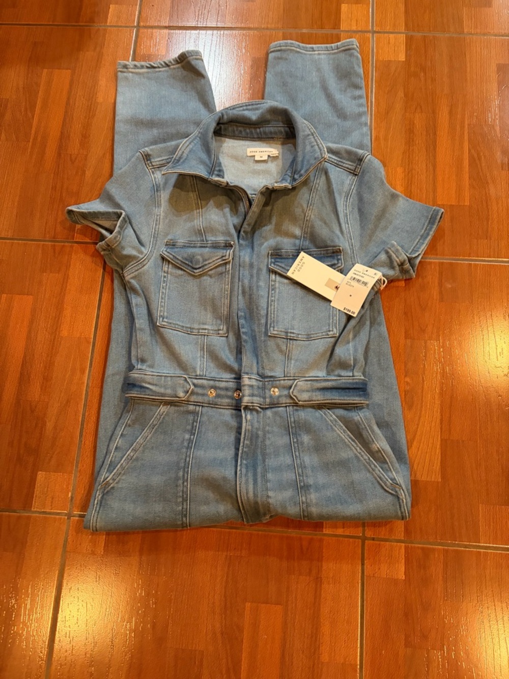 Good American Light Blue Denim Jumpsuit
